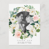 感謝してい結婚君の写真はがきピンク花模様 シーズンポストカード (正面)
