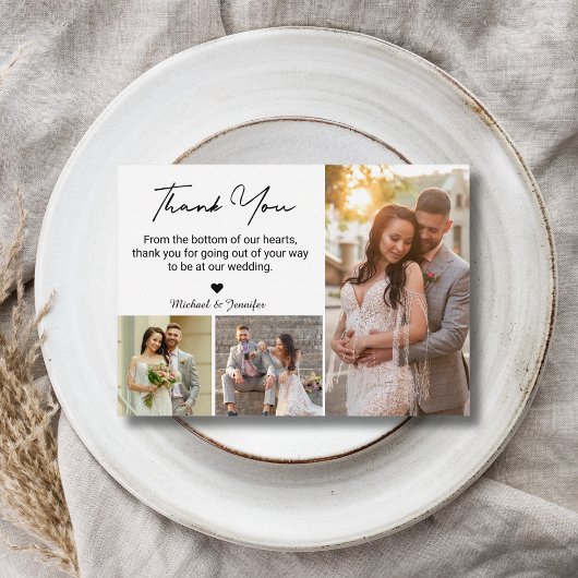 感謝してい結婚3枚の写真コラージュシンプルモダン写真 ノートカード