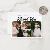 感謝してい結婚4枚の写真コラージュのレトロスクリプト ノートカード (正面/裏面インサイチュ)