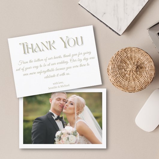 感謝してい緑のタイポグラフィ結婚の写真 カード