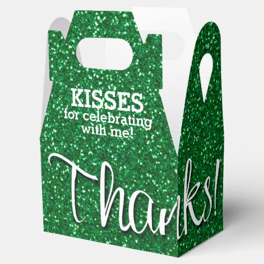 感謝してい緑フェイクグリッター フェイバーボックス (オープン)