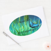 感謝してい蝶 楕円形シール (封筒)