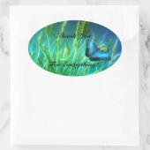 感謝してい蝶 楕円形シール (バッグ)