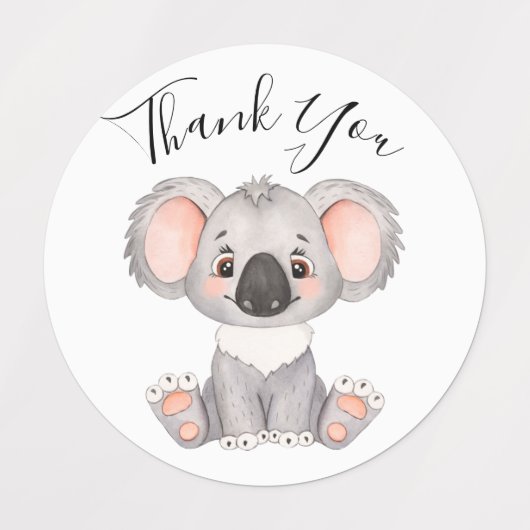 感謝してい誕生日コアラ ラベル (デザイン1)