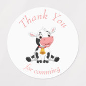 感謝してい誕生日ピンク牛のステッカー ラベル (デザイン2)