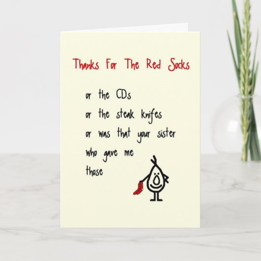 感謝してい赤いソックスのために – 予測できなあなた感謝していの詩 サンキューカード (正面)