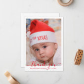 感謝してい赤い男の赤ちゃん写真 ノートカード (正面/裏面インサイチュ)