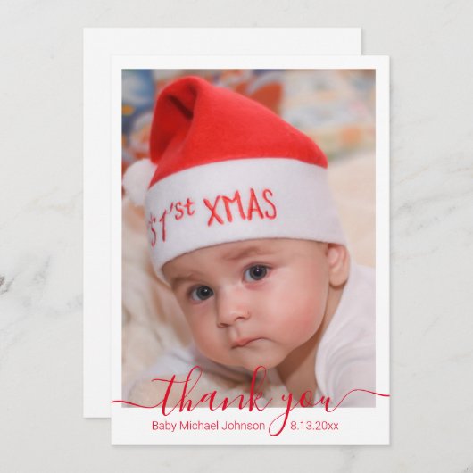 感謝してい赤い男の赤ちゃん写真 ノートカード (正面/裏面)