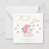 感謝してい赤ちゃんシャワーかわいい象金ゴールド ノートカード (正面)