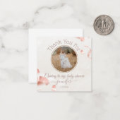 感謝してい赤ちゃんシャワーピンク紙吹雪ラウンド写真 ノートカード (正面/裏面インサイチュ)