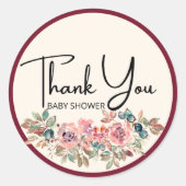 感謝してい赤ちゃんシャワーフローララウンドスティーカー春 ラウンドシール (正面)