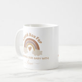 感謝してい赤ちゃんシャワーboho虹のハート コーヒーマグカップ (正面左)