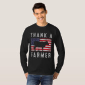 感謝してい農家愛国デイジーカウアメリカン国旗4 Tシャツ (正面フル)