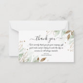 感謝してい金ゴールドと緑結婚植物モダンの ノートカード (正面)