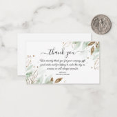 感謝してい金ゴールドと緑結婚植物モダンの ノートカード (正面/裏面インサイチュ)