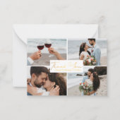 感謝してい金ゴールドの写真結婚のコラージュ ノートカード (正面)