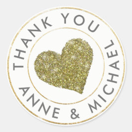 感謝してい金ゴールドハートの結婚式の引き出物 ラウンドシール