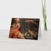 感謝してい金ゴールドハートスカスタムクリプト卒業写真 箔グリーティングカード (正面)