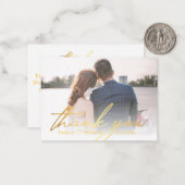 感謝してい金ゴールド手書き結婚の写真 ノートカード (正面/裏面インサイチュ)