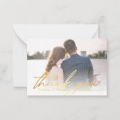 感謝してい金ゴールド手書き結婚の写真 ノートカード (正面)