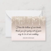 感謝してい金ゴールド贅沢グリッター結婚ズ ノートカード (裏面)