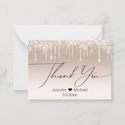 感謝してい金ゴールド贅沢グリッター結婚ズ ノートカード (正面)