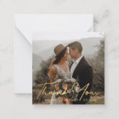 感謝してい金ゴールド高級結婚手書き ノートカード (正面)