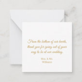 感謝してい金ゴールド高級結婚手書き ノートカード (裏面)