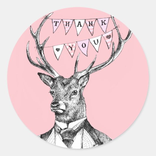感謝してい鹿 ラウンドシール (正面)