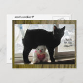 感謝してい黒猫とテディベア ポストカード (正面/裏面)