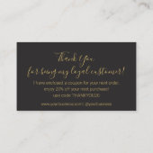 感謝してい黒金ゴールドシックなスモールビジネス エンクロージャーカード (裏面)