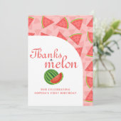 感謝してい1歳の誕生日スイカ サンキューカード (スタンド正面)