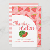 感謝してい1歳の誕生日スイカ サンキューカード (正面/裏面)