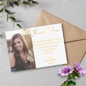 感謝してい16歳の誕生日金ゴールド写真 ノートカード