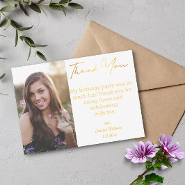 感謝してい16歳の誕生日金ゴールド写真 ノートカード
