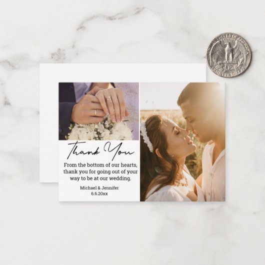 感謝してい2枚の写真がコラージュ結婚ミニマル ノートカード (正面/裏面インサイチュ)