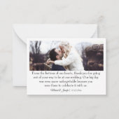 感謝してい2枚の写真ホワイトシックタイポグラフィ結婚ズ ノートカード (裏面)