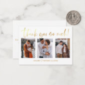 感謝してい3枚の写真のコラージュ結婚ミニマル金ゴールド ノートカード (正面/裏面インサイチュ)