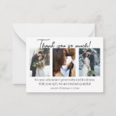 感謝してい3枚の写真冬の結婚式ミニマル ノートカード (正面)