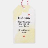 感謝してい!あなたは桃おもしろい感謝していラベル ギフトタグ (裏面)