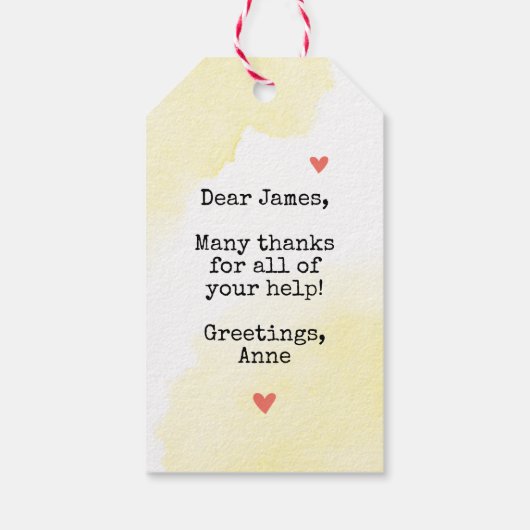 感謝してい!あなたは桃おもしろい感謝していラベル ギフトタグ (裏面)