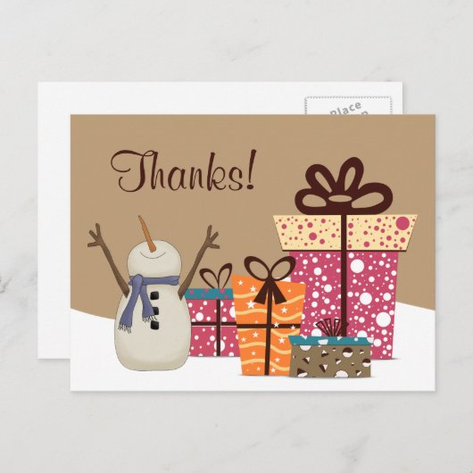 感謝してい!~かわいい雪だるまギフト冬ありがとう ポストカード (正面/裏面)