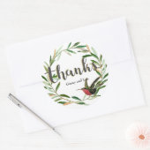 感謝してい、フローラリース(鳥箔付) ラウンドシール (封筒)