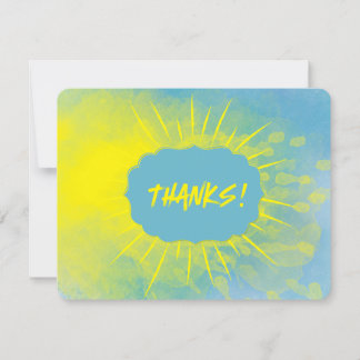 感謝してい!手描き水彩サンレイズイエローブルー サンキューカード