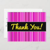 感謝してい+薄いマゼンタおよびピンクの色のストライプパターン ポストカード (正面/裏面)