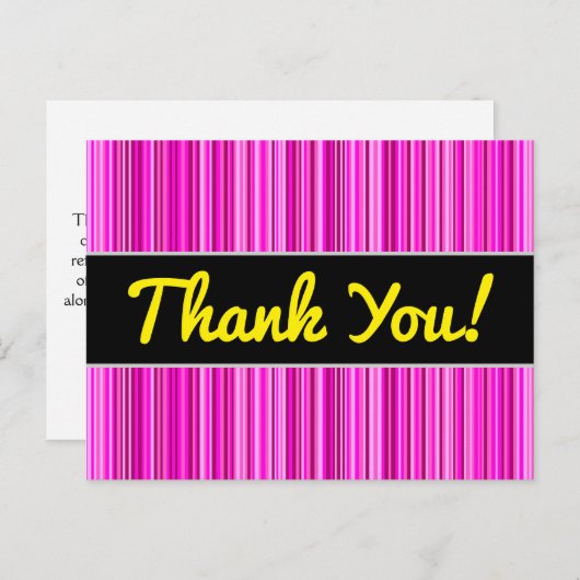 感謝してい+薄いマゼンタおよびピンクの色のストライプパターン ポストカード (正面/裏面)