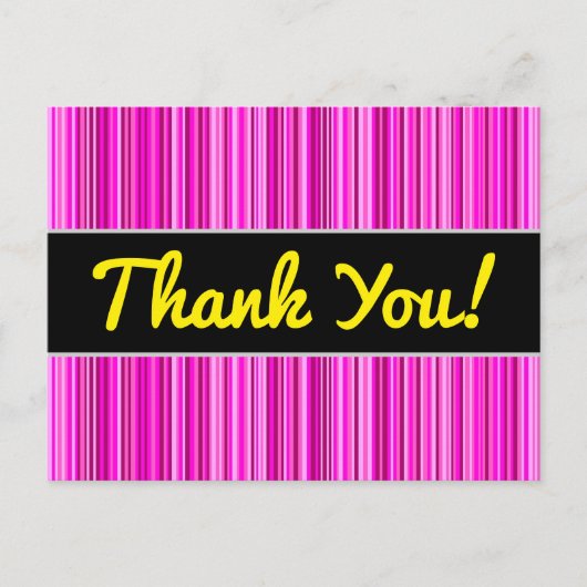 感謝してい+薄いマゼンタおよびピンクの色のストライプパターン ポストカード (正面)