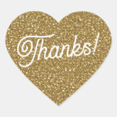 感謝してい!金ゴールドグリッターありがとう ハートシール (正面)