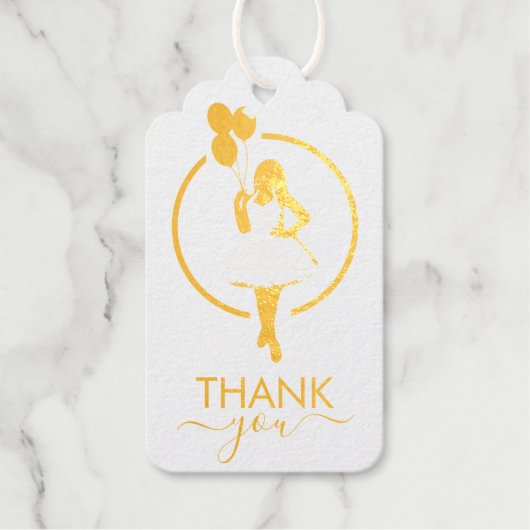 感謝してい!黒人女性、誕生日風船&花 ギフトタグ (正面)