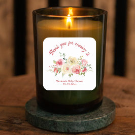 感謝していBaby Shower水彩フローラ スクエアシール